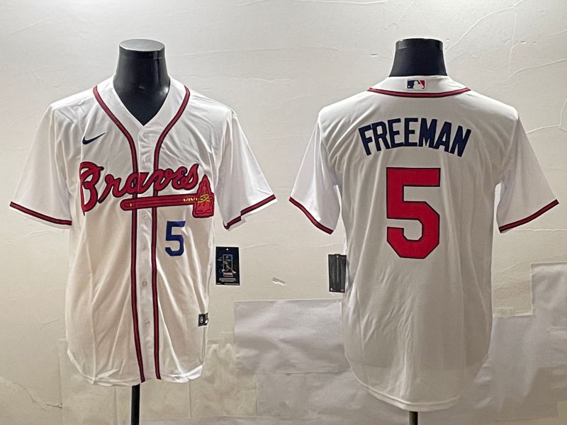 Men Atlanta Braves #5 Freeman White Game 2025 Nike MLB Jersey style 2